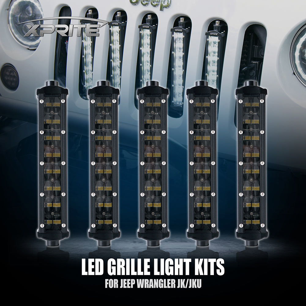 Xprite 8" Single Row CREE LED Grille Light Kit for 2007-2018 Jeep Wrangler JK