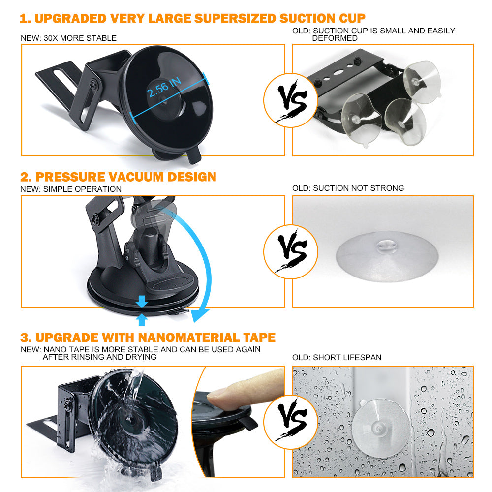 Xprite Large Replacement 2.5" Suction Cup with Bracket for Strobe Lights