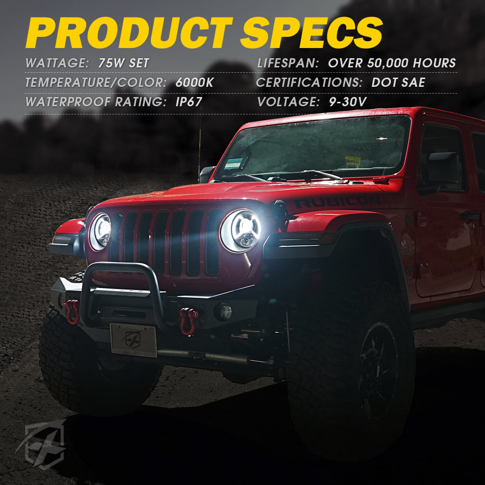 9" DRL LED Headlights for Jeep Wrangler JL, Gladiator JT | Dark Bat Series