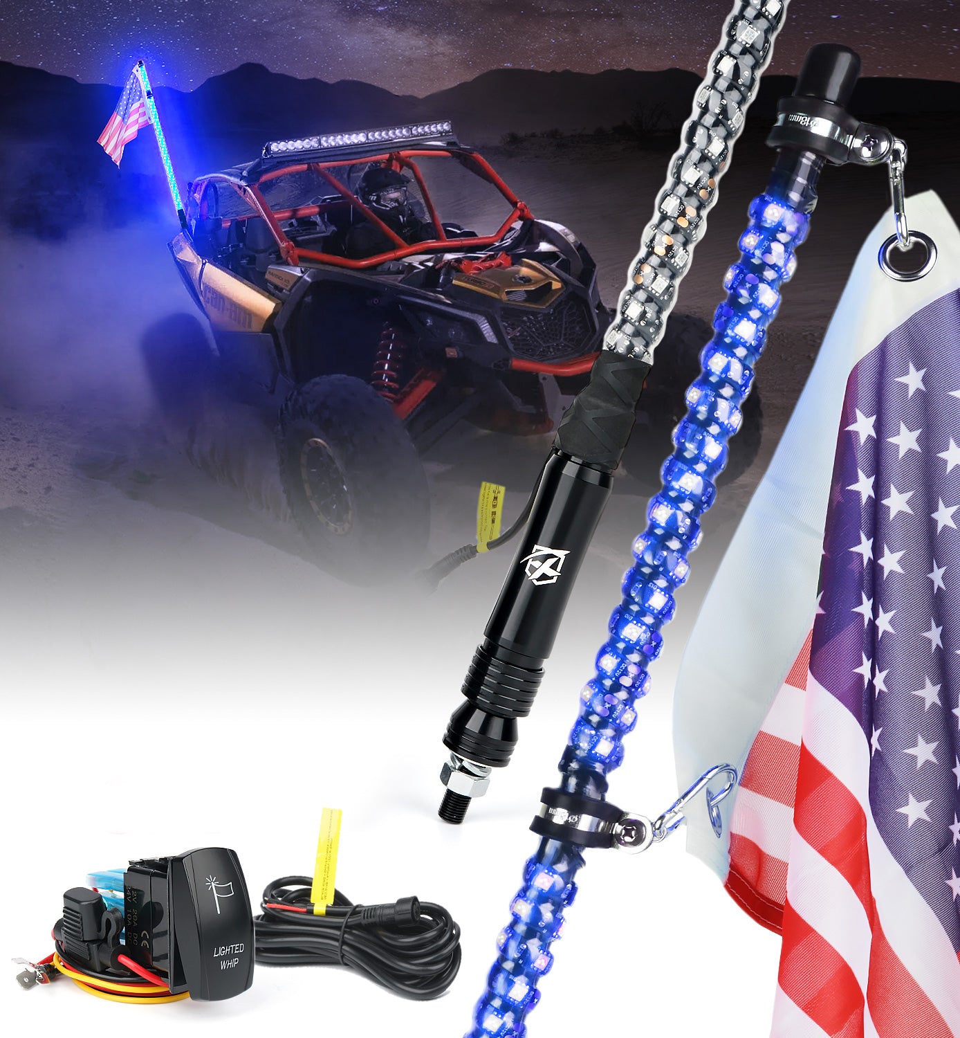 Spiral LED Flag Pole Whip Light | Twister Series