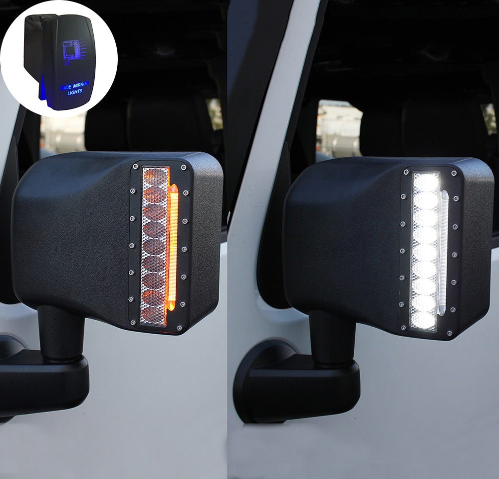 Jeep Wrangler JK Side Mirror Housing with LED Spotlight