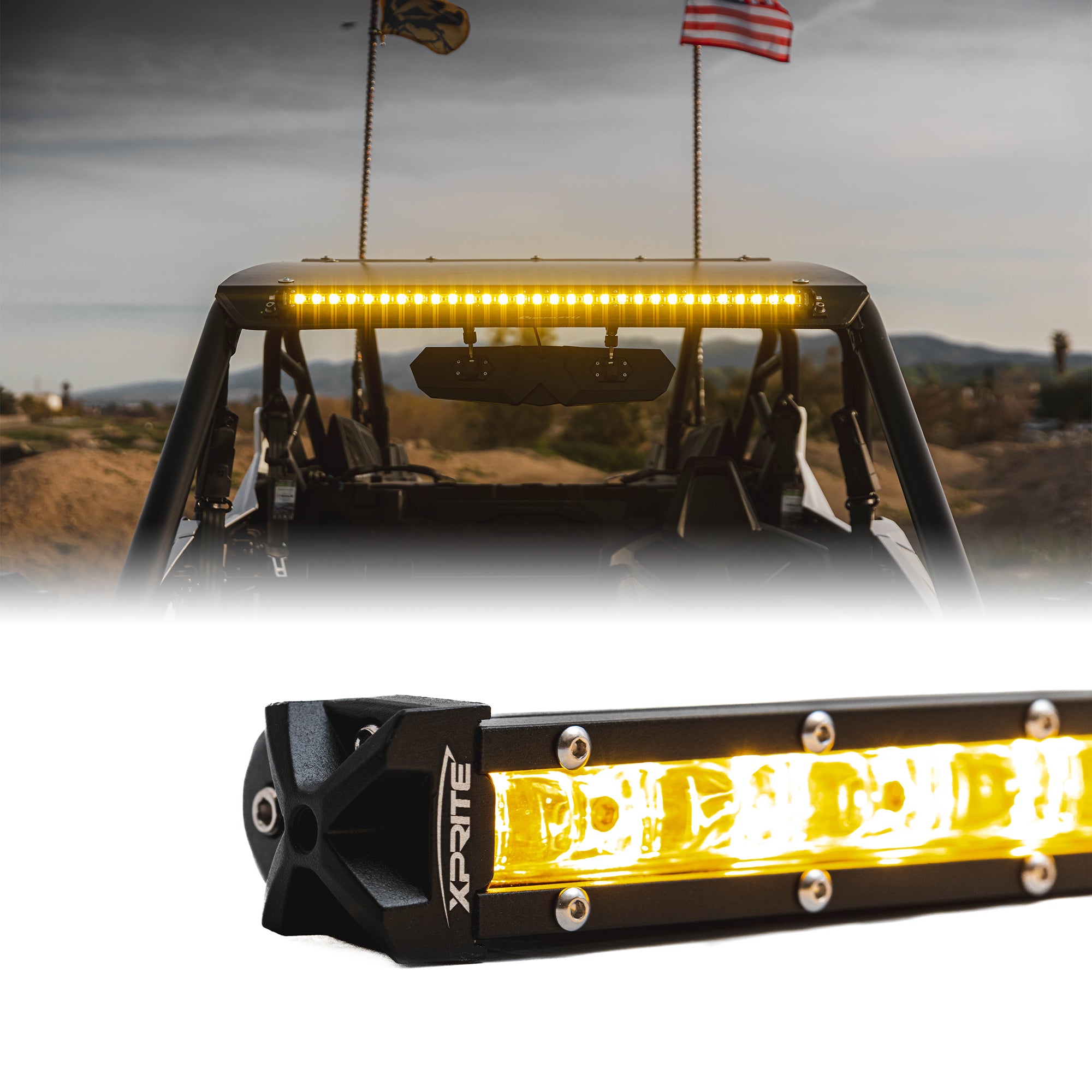 Yellow Flood Beam LED Light Bar | Ultra Thin Astro Series