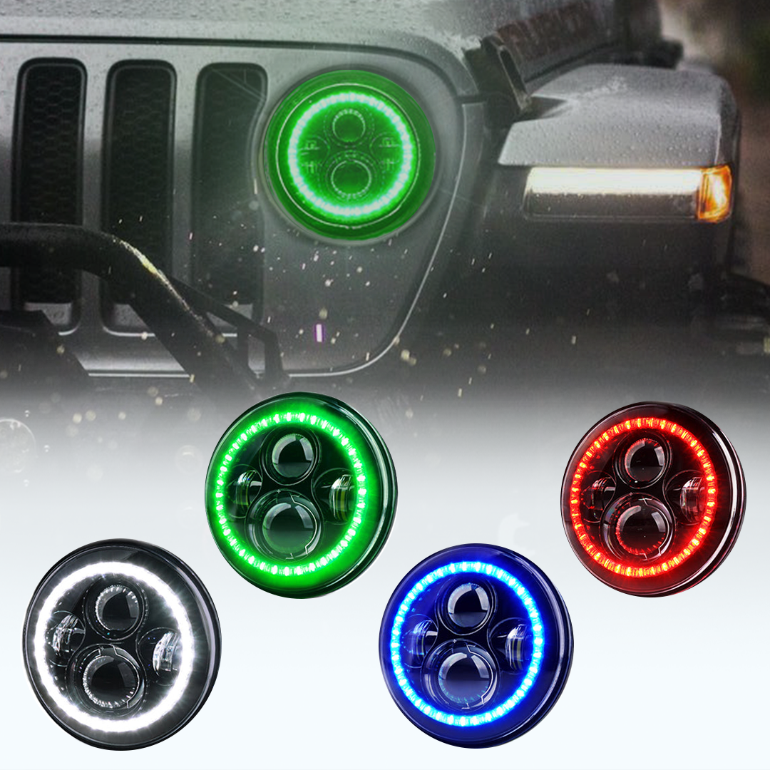 LED Halo Headlights for 2007 2018 Jeep Wrangler JK