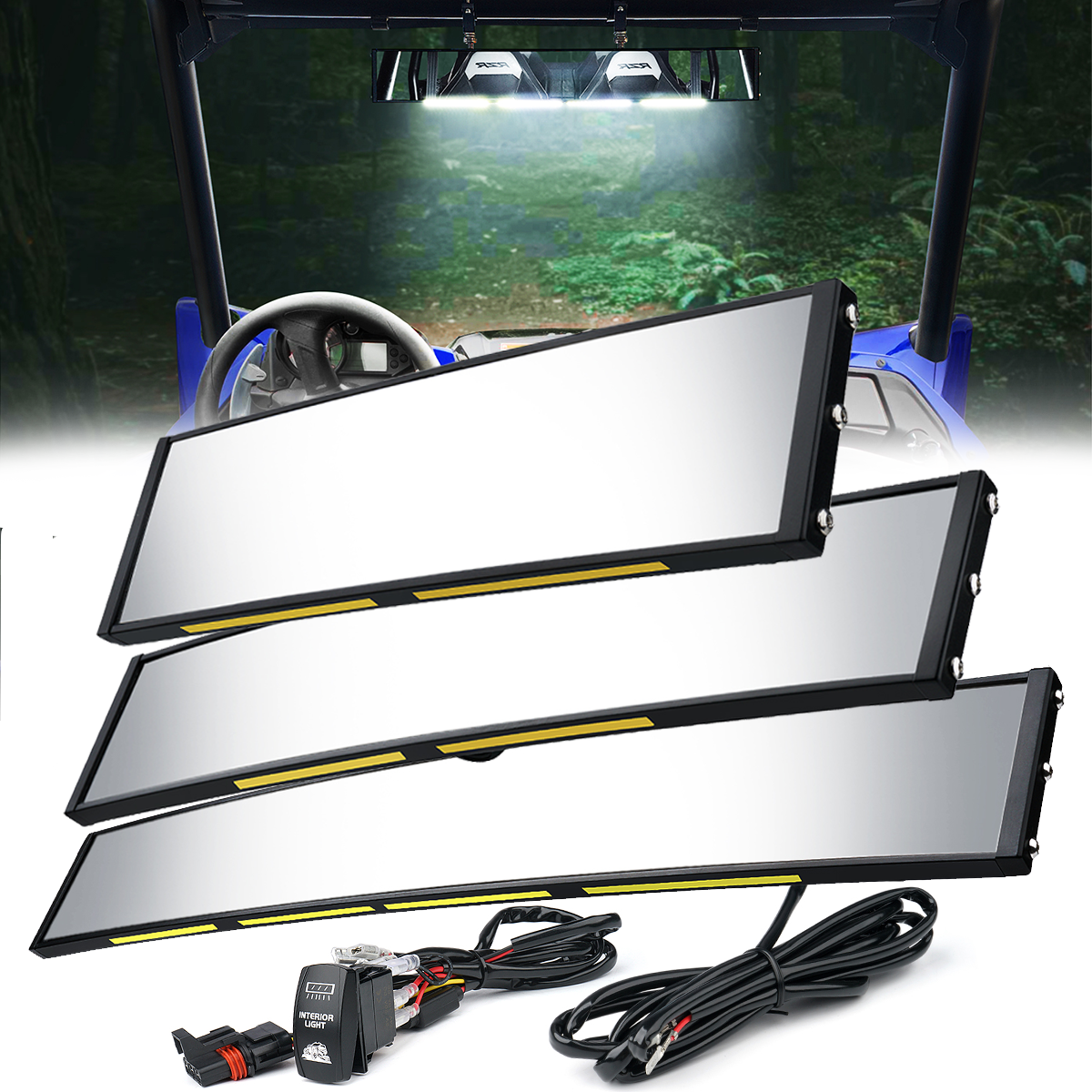 Curved UTV Rear View Mirror with LED Lights | Spirit Series