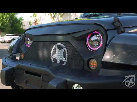 Jeep Halo LED Headlights, RGB Headlights for Jeep Wrangler TJ JK