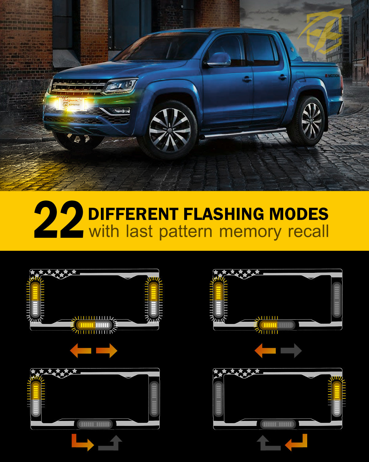 Xprite License Plate Strobe Lights – LED Emergency Warning Flash Lights Extension Cable