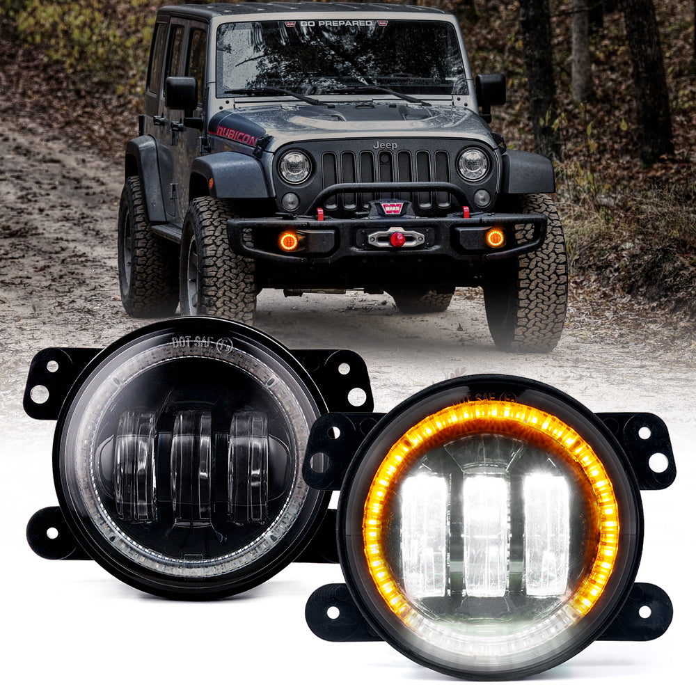 Jeep Wrangler/Gladiator 4 Inch Halo LED Fog Lights White