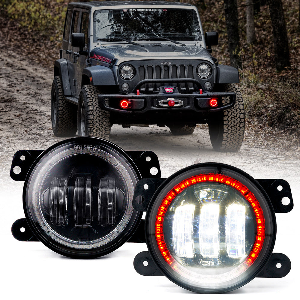 Xprite Jeep Wrangler LED Halo Fog Lights 4 Inch – DRL Off-Road Projector Fog Lights | Escapade Series