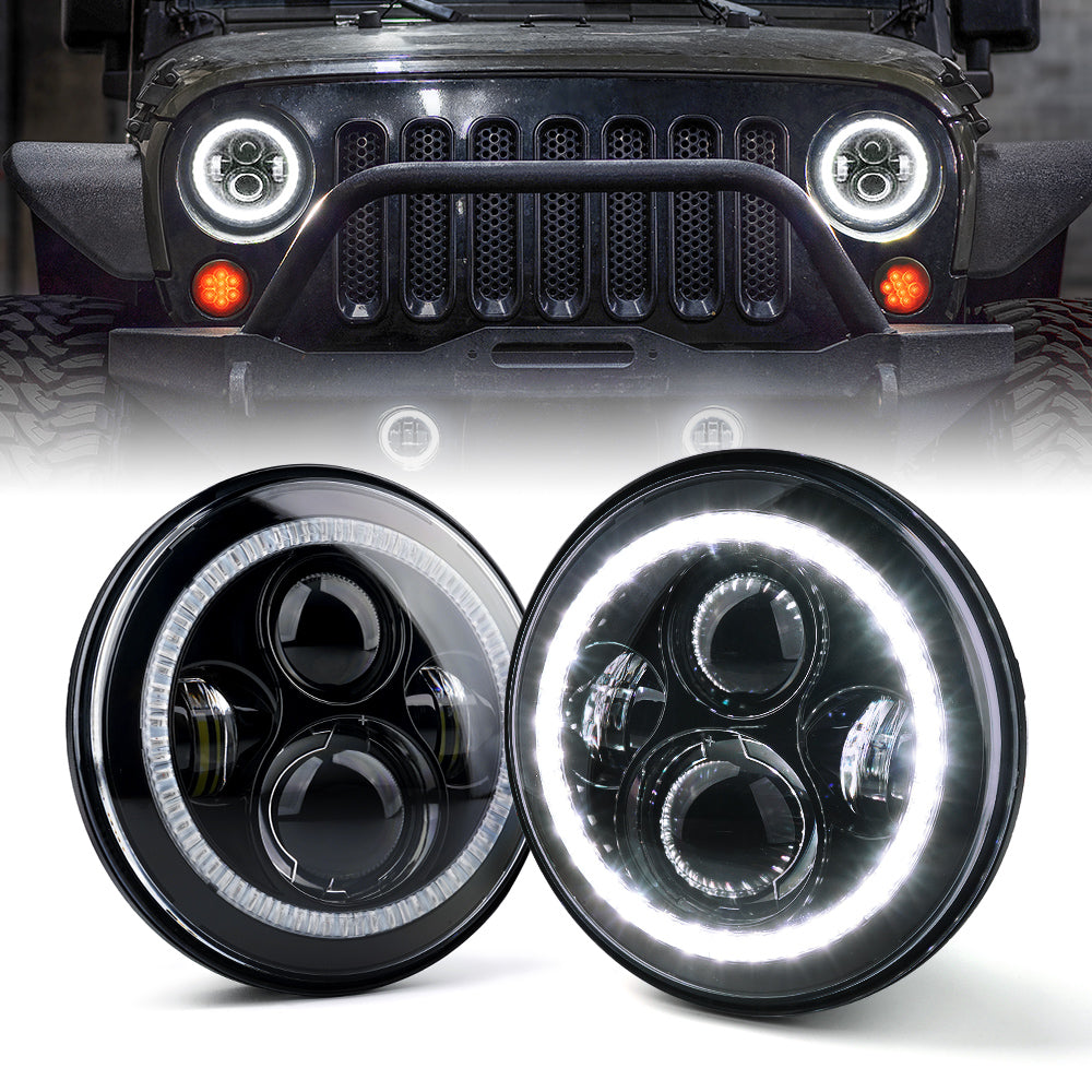 LED Halo Headlights for 2007-2018 Jeep Wrangler JK