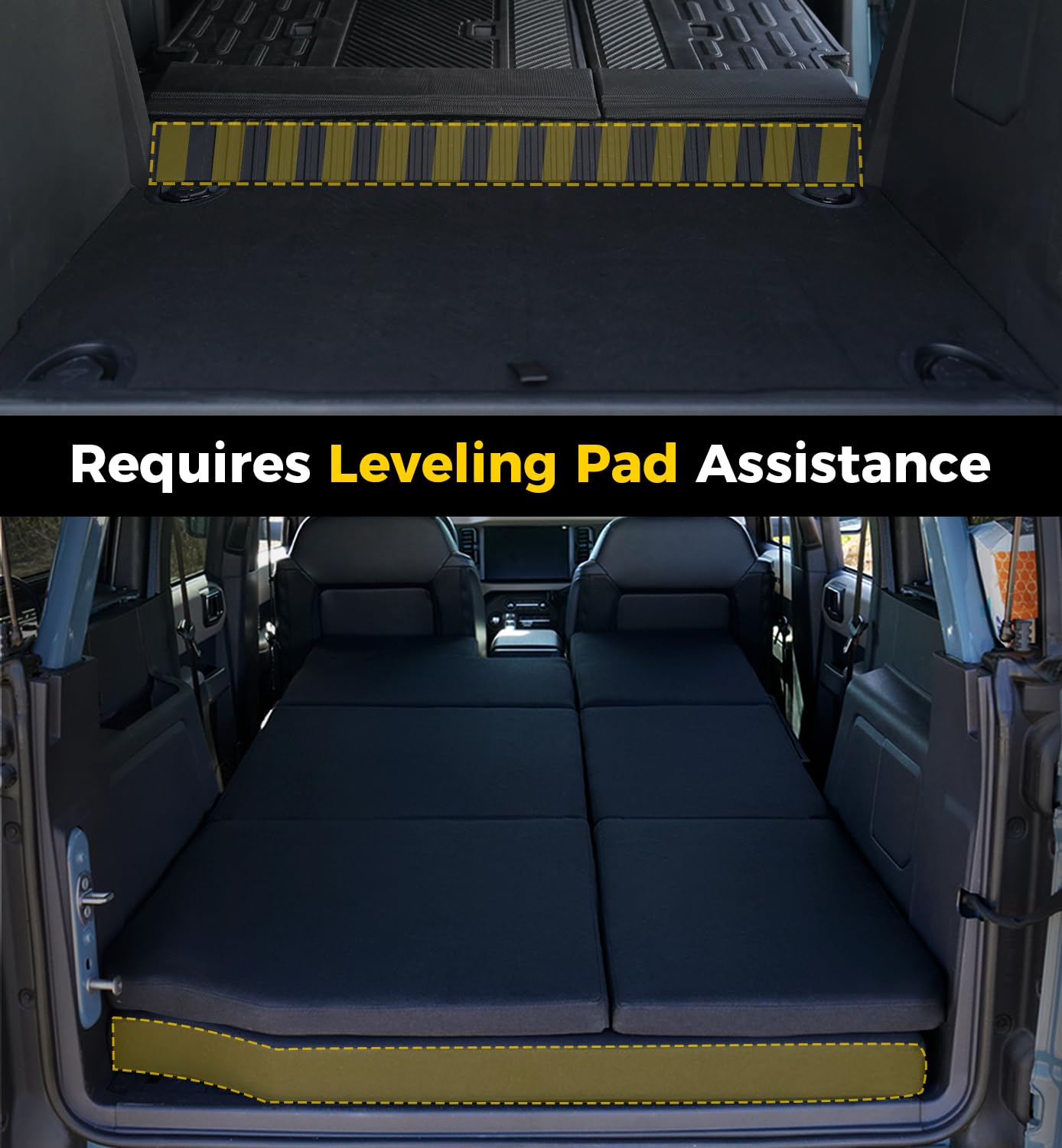 1.6-Inch Thick Premium Foam Bed Pad & Leveling Pad for 2021-2024+ Ford Bronco 4 Door