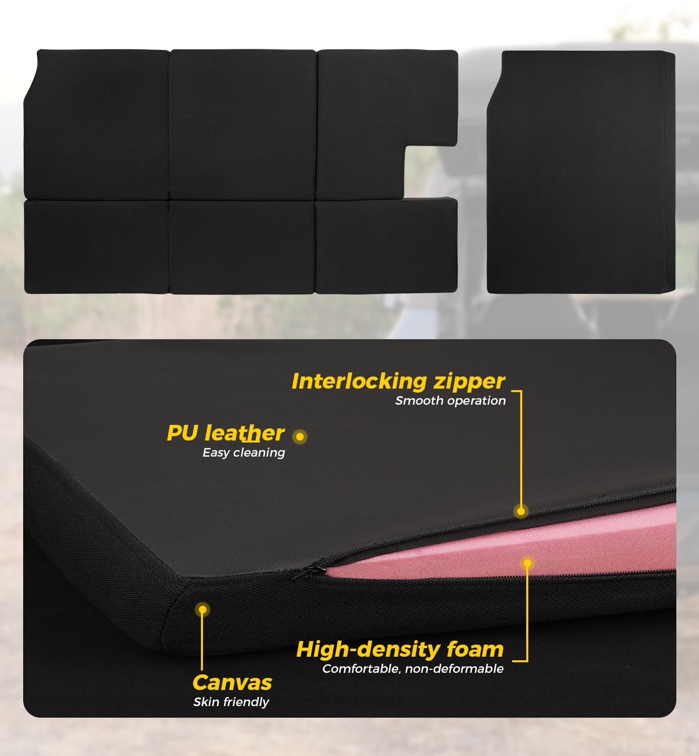 1.6-Inch Thick Premium Foam Bed Pad & Leveling Pad for 2021-2024+ Ford Bronco 4 Door