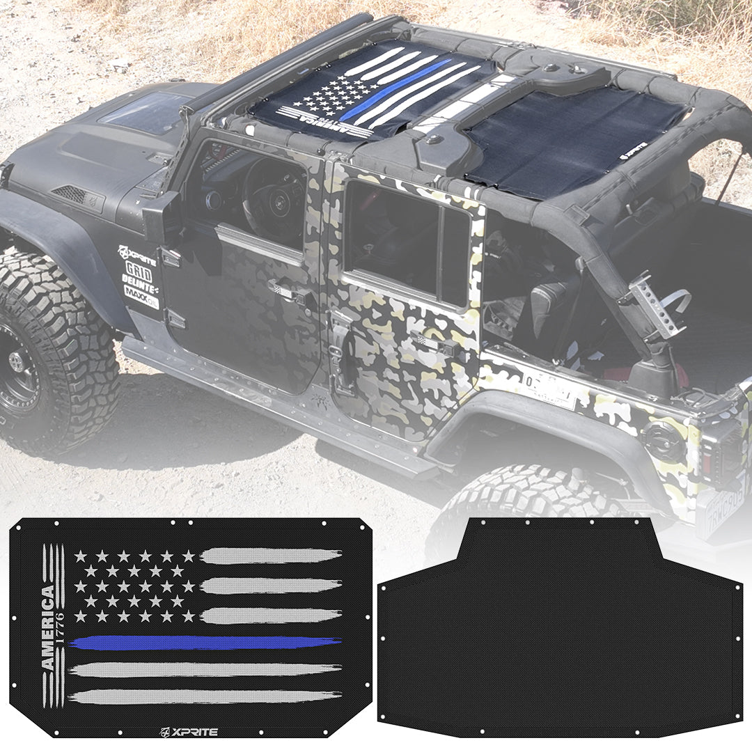 Jeep JK Sunshade Top with Flag Design