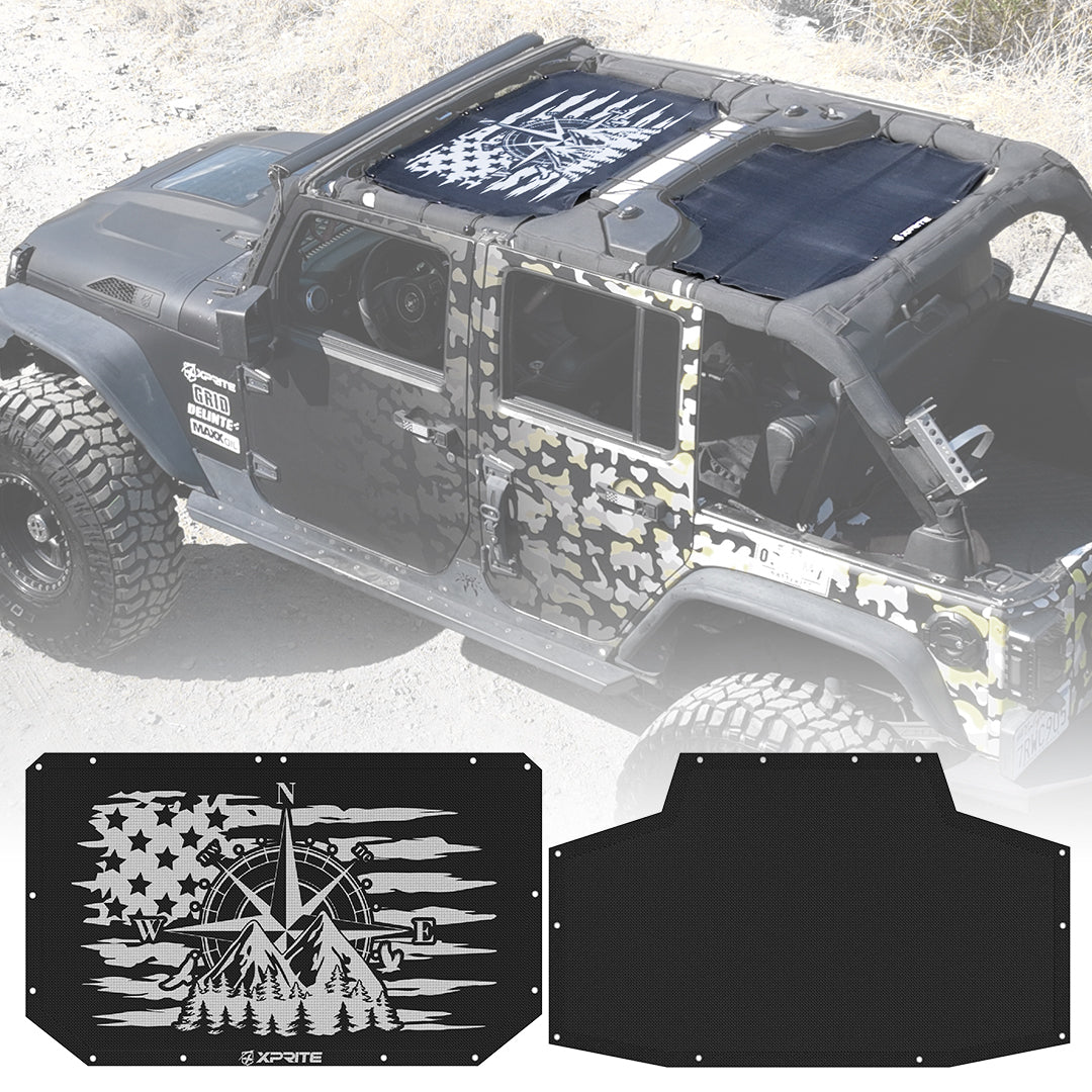 Jeep JK Sunshade Top with Flag Design