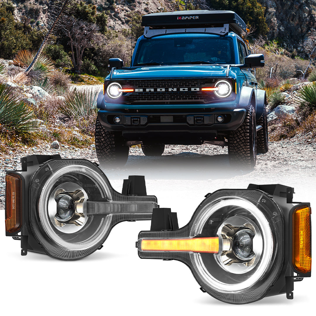 Ford Bronco LED Headlights with DRL& Sequential Turn Signals