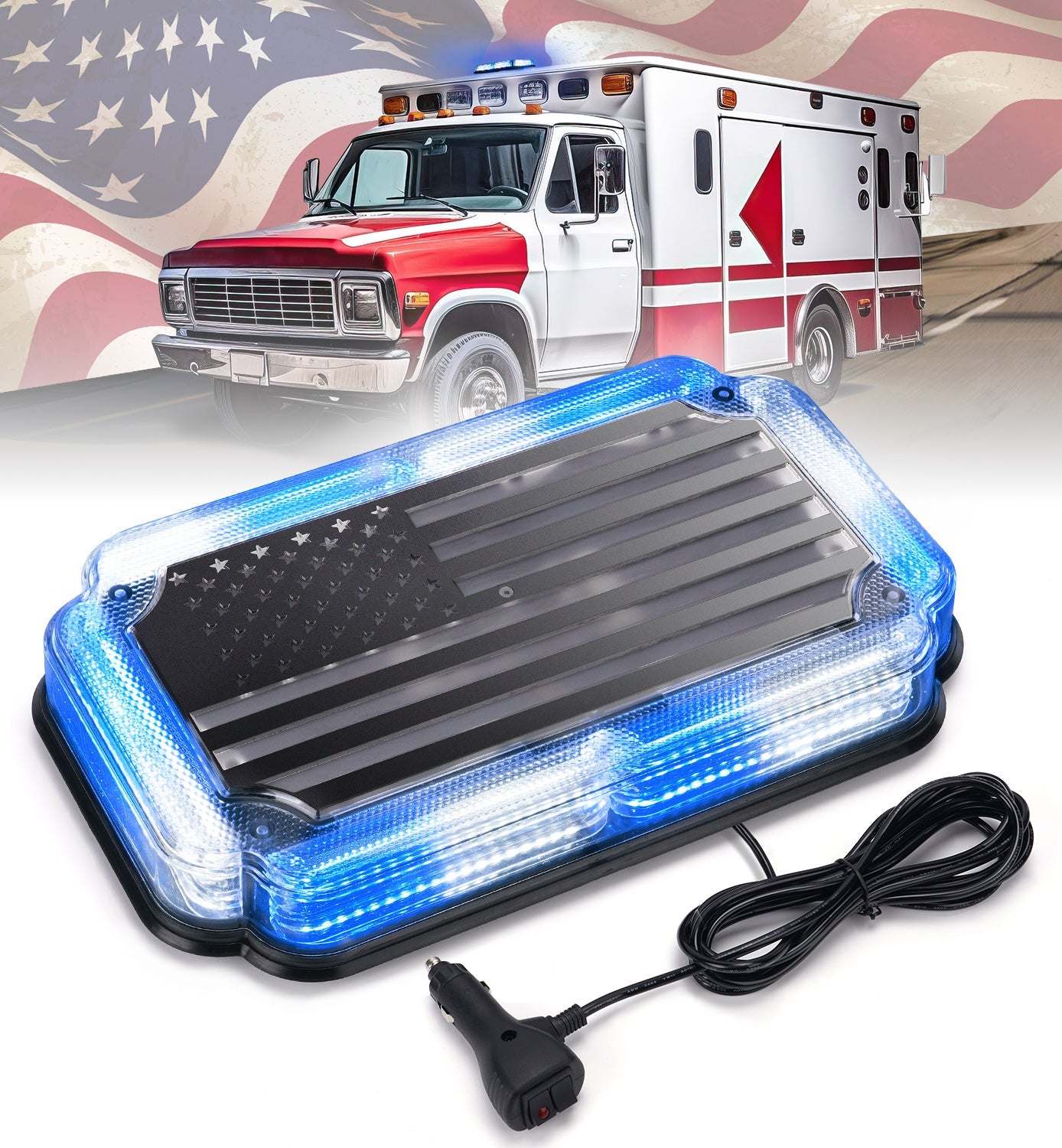 Mini Strobe Light Bar featuring American Flag Design | Flag Series