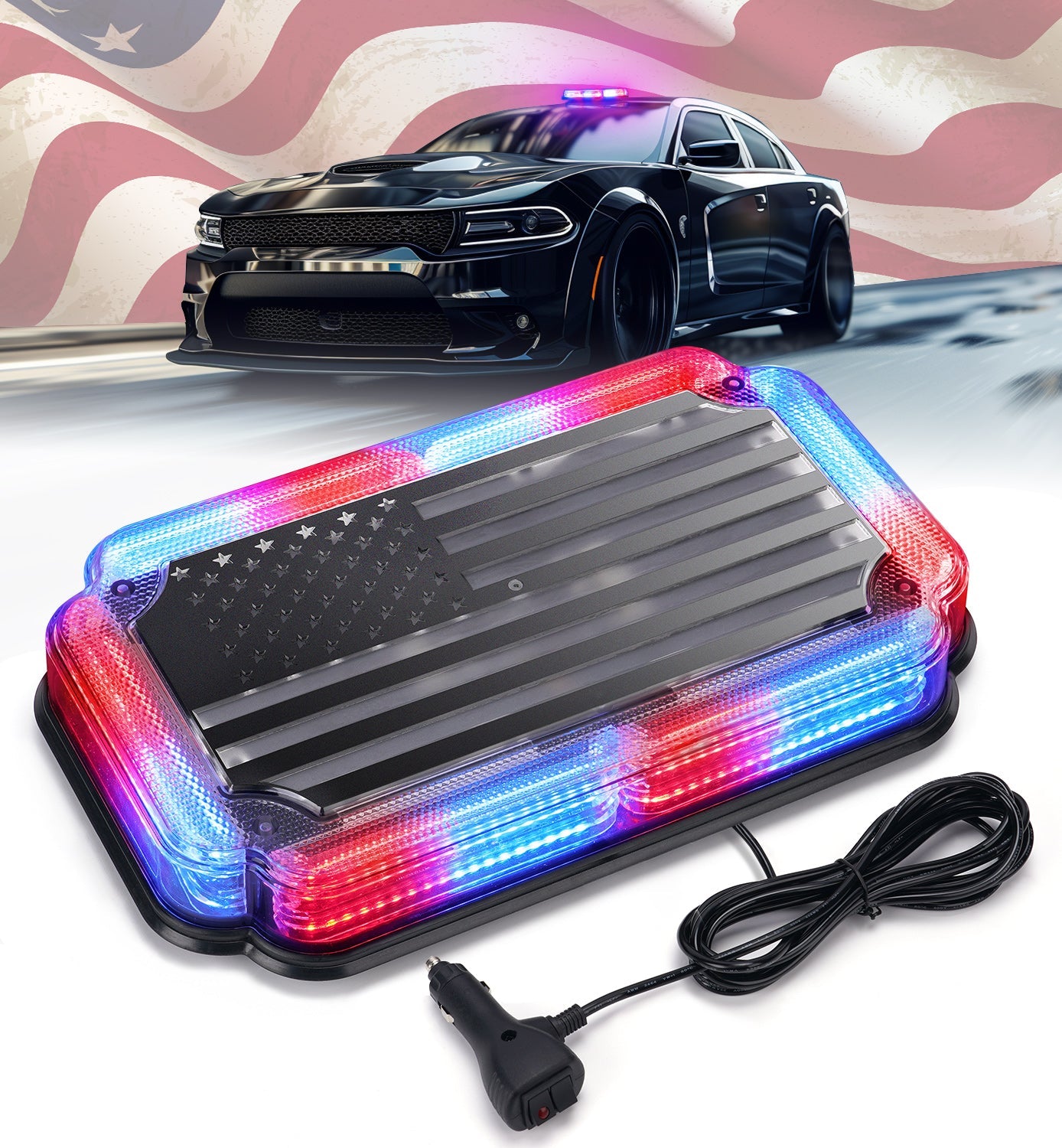 Mini Strobe Light Bar featuring American Flag Design | Flag Series