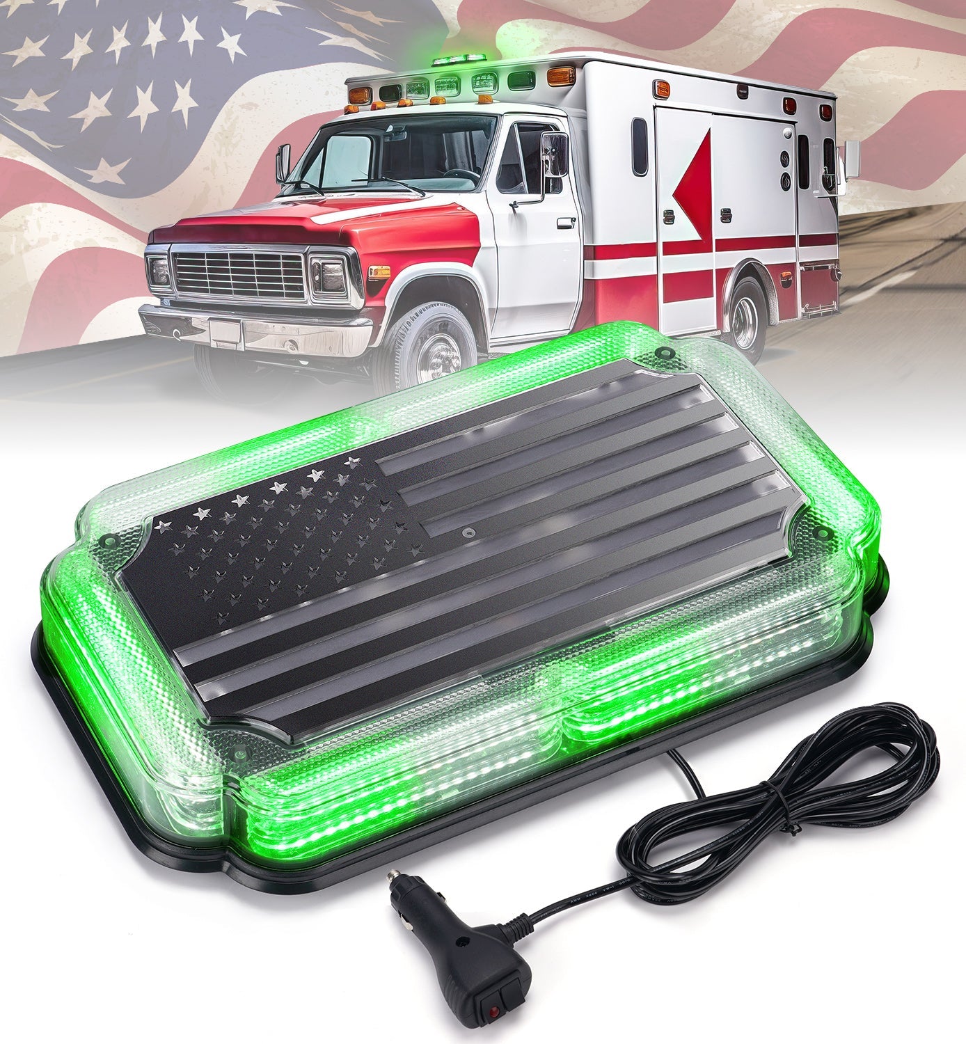 Mini Strobe Light Bar featuring American Flag Design | Flag Series