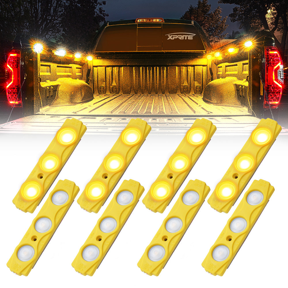 Xprite 8 LED Rock Light Pods Truck Bed Lighting Kit with Switch