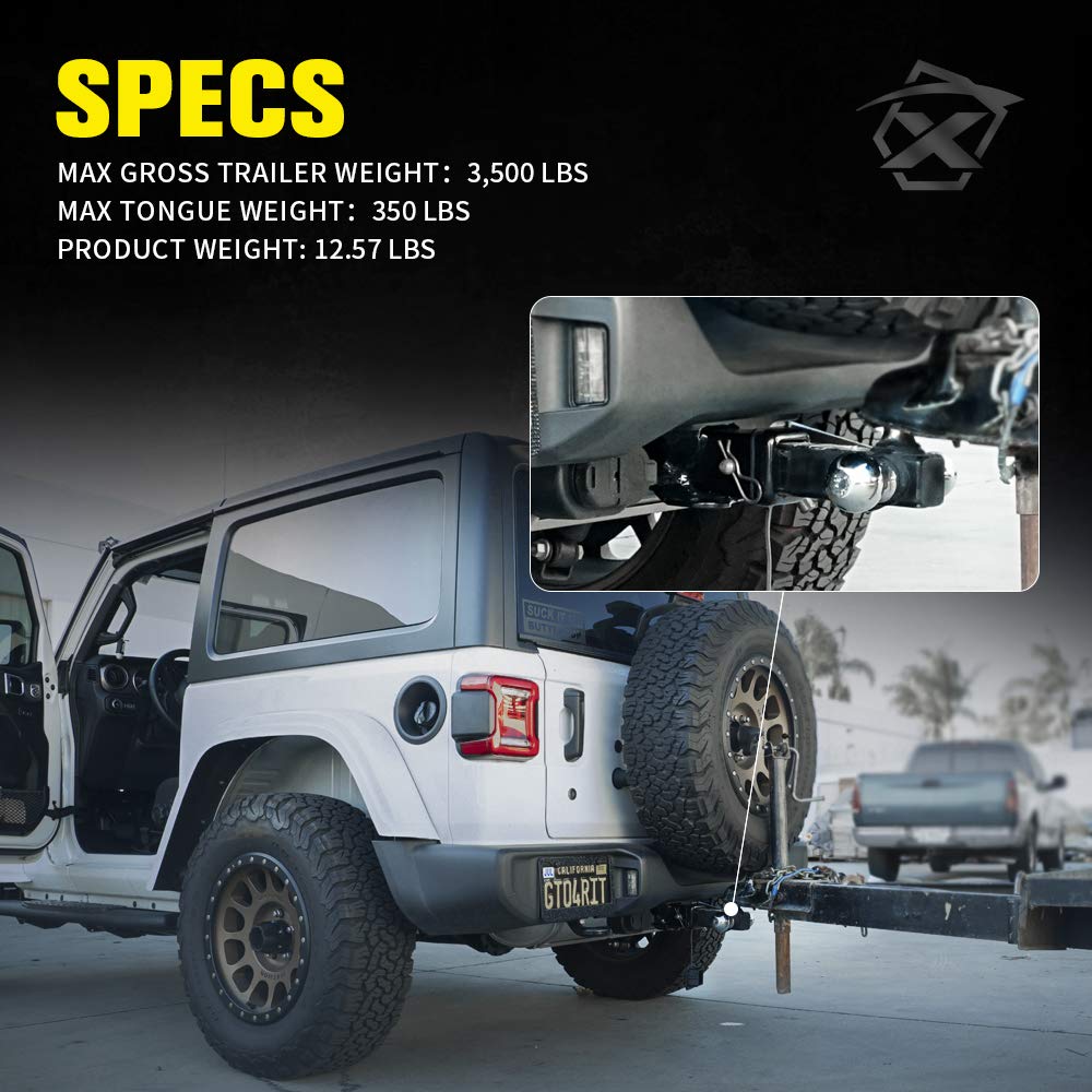 GB　Xprite 牽引ヒッチ 2018-2025 ジープ　ラングラー Tow Hitch for 2018-2025 Jeep Wrangler JL JLU 2 Door & 4 Door