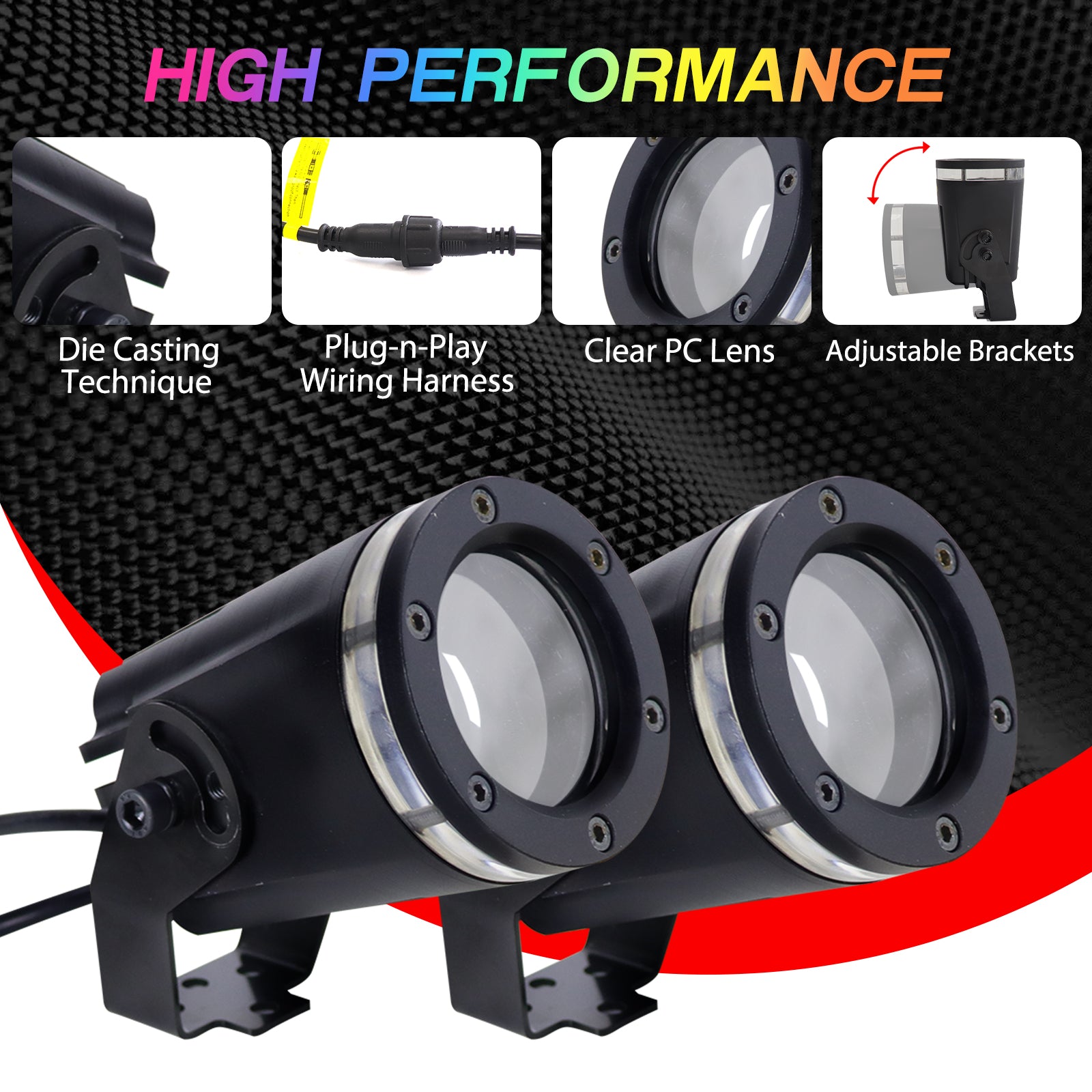 2PCS RGBW Whipless LED Whip Lights for SXS UTV ATV Can-Am | Remote APP Rocker Switch