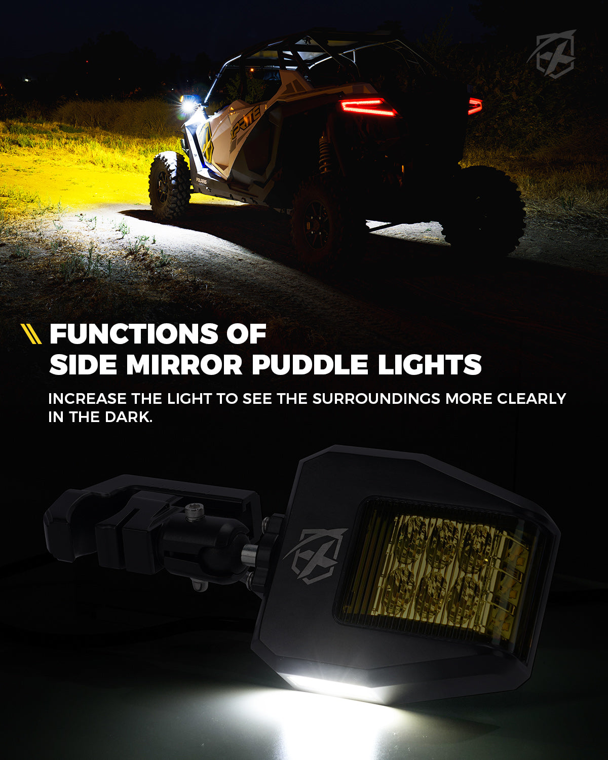 Amber Light UTV Side View  Mirrors