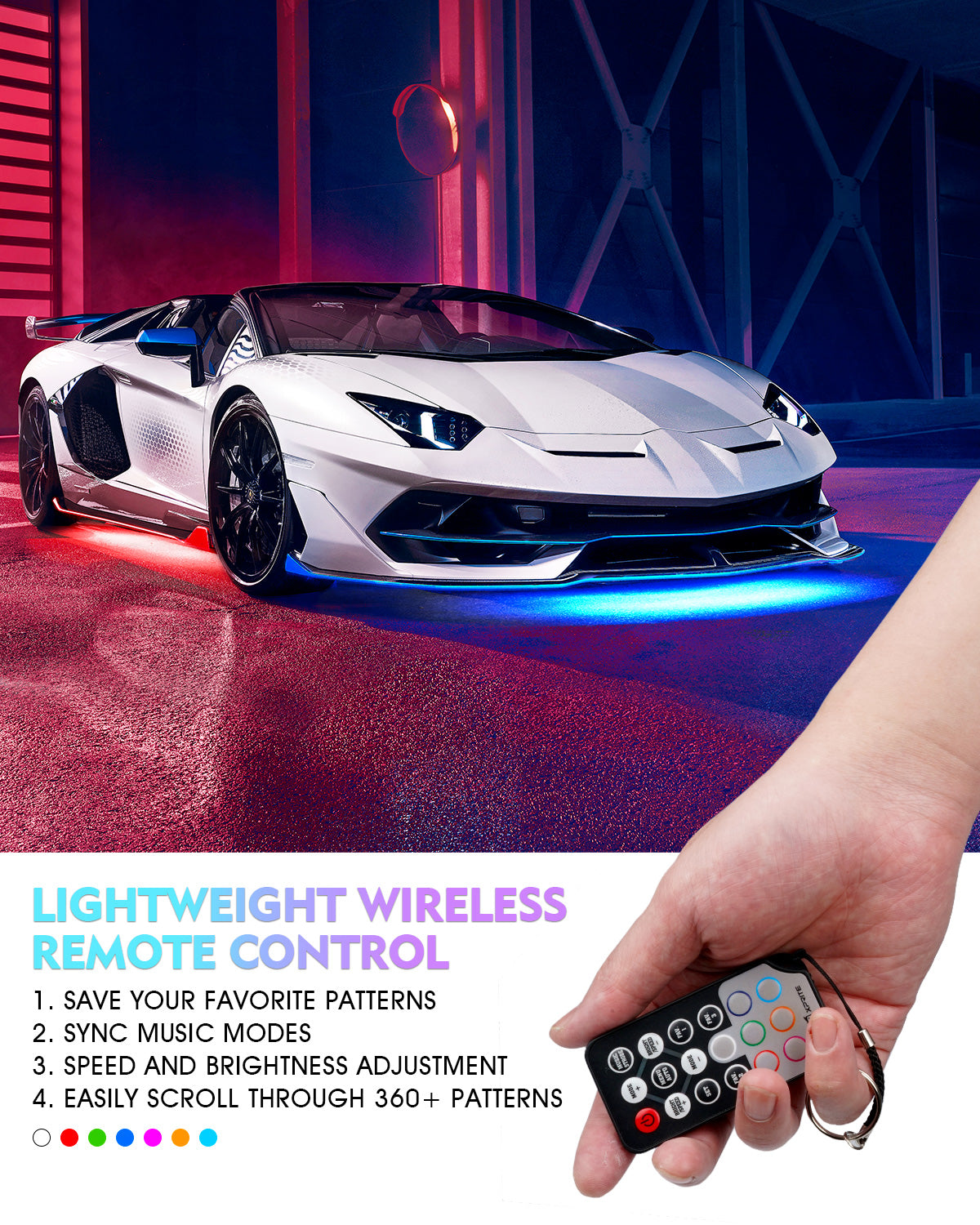 6PCS RGB Glow Lights Kit for Trucks SUV