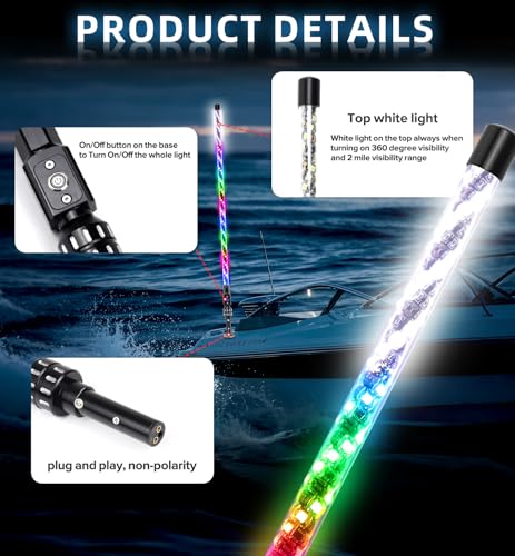 Tavaray RGB LED Boat Navigation Lights with Remote Control for Boats