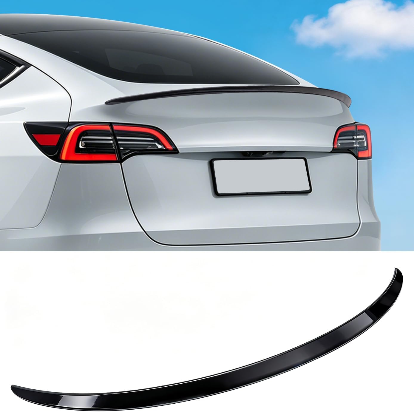 Xprite Glossy Black Rear Spoiler ABS Trunk Lip Wing for Tesla Model Y 2020-2024