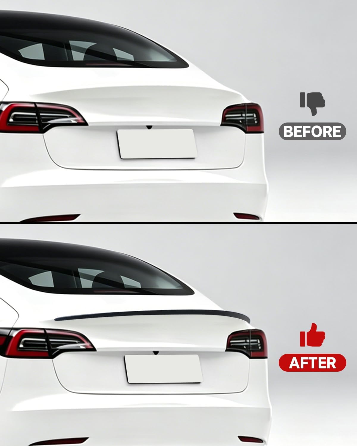 Xprite Matte Black Rear Spoiler Lip Wing OEM Fit Compatible with Tesla Model 3 2017-2023