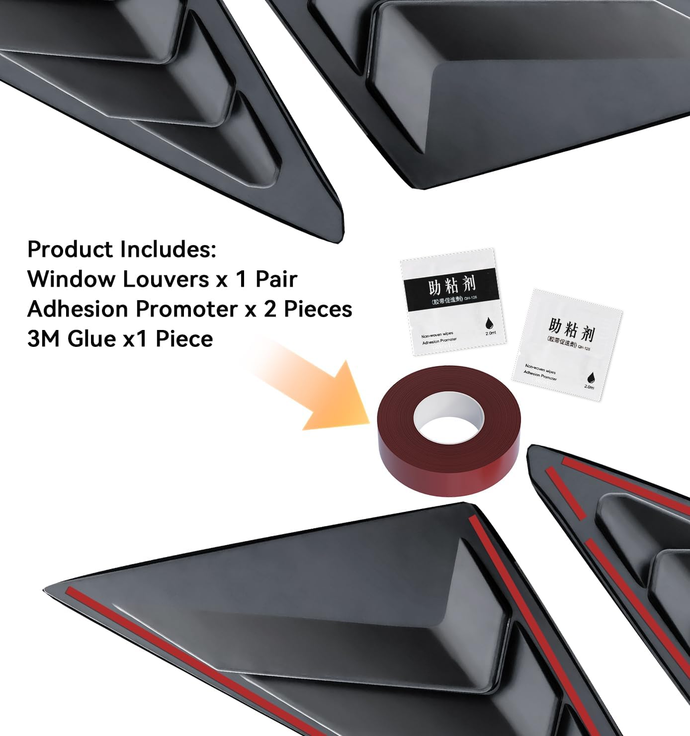 Rear Side Window Louvers for 11th Gen Civic Compatible with Honda Civic 2022-2026