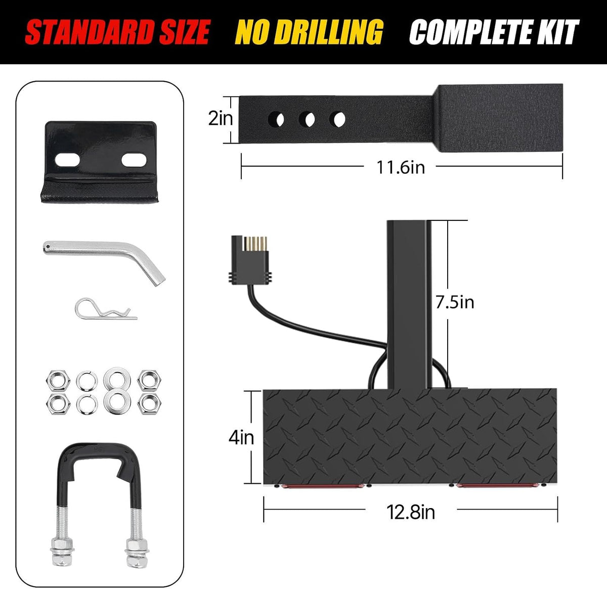 Xprite Hitch Step with 4-Mode LED Signal Lights, Anti-Wobble Heavy Duty Stabilizer  for Trucks SUVs Jeeps Pickups Vans RVs