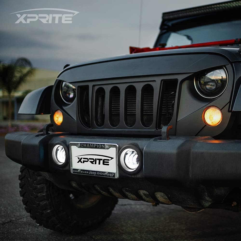 Xprite 4" Inch LED Fog Lights for 2007-2018 Jeep Wrangler