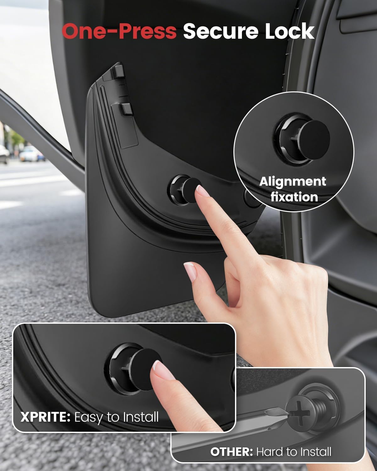 Xprite Mud Flaps for Tesla Model Y 2020–2024 – No-Drill All Weather Splash Guards Set