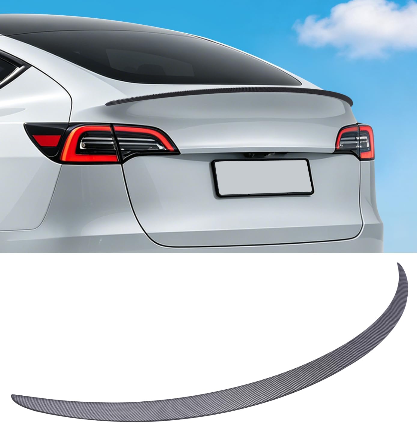 Xprite Rear Spoiler for Tesla Model Y 2020–2024 Matte Carbon Fiber Trunk Lip Wing