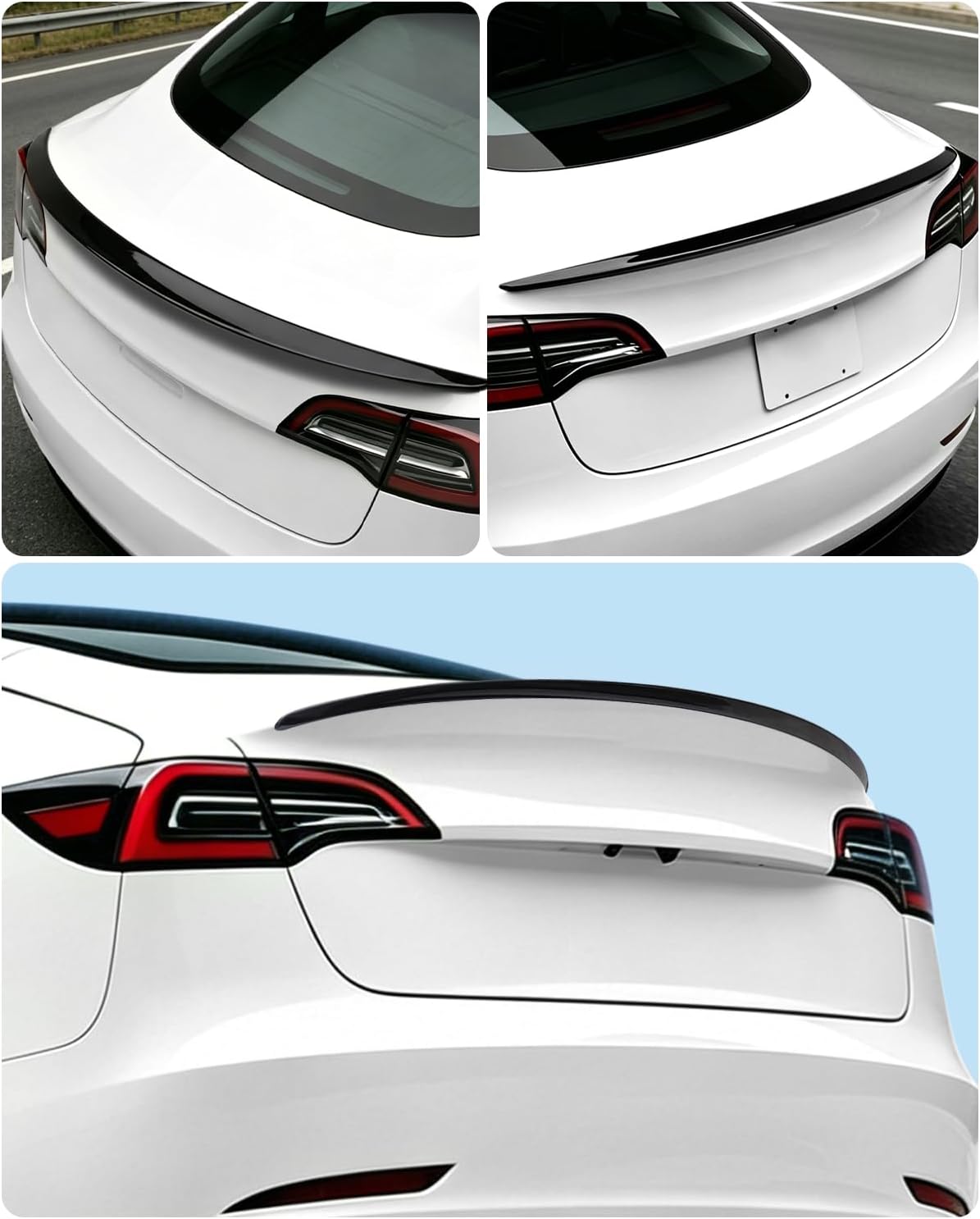 Xprite Glossy Black Rear Spoiler Lip Wing OEM Fit Compatible with Tesla Model 3 2017-2023