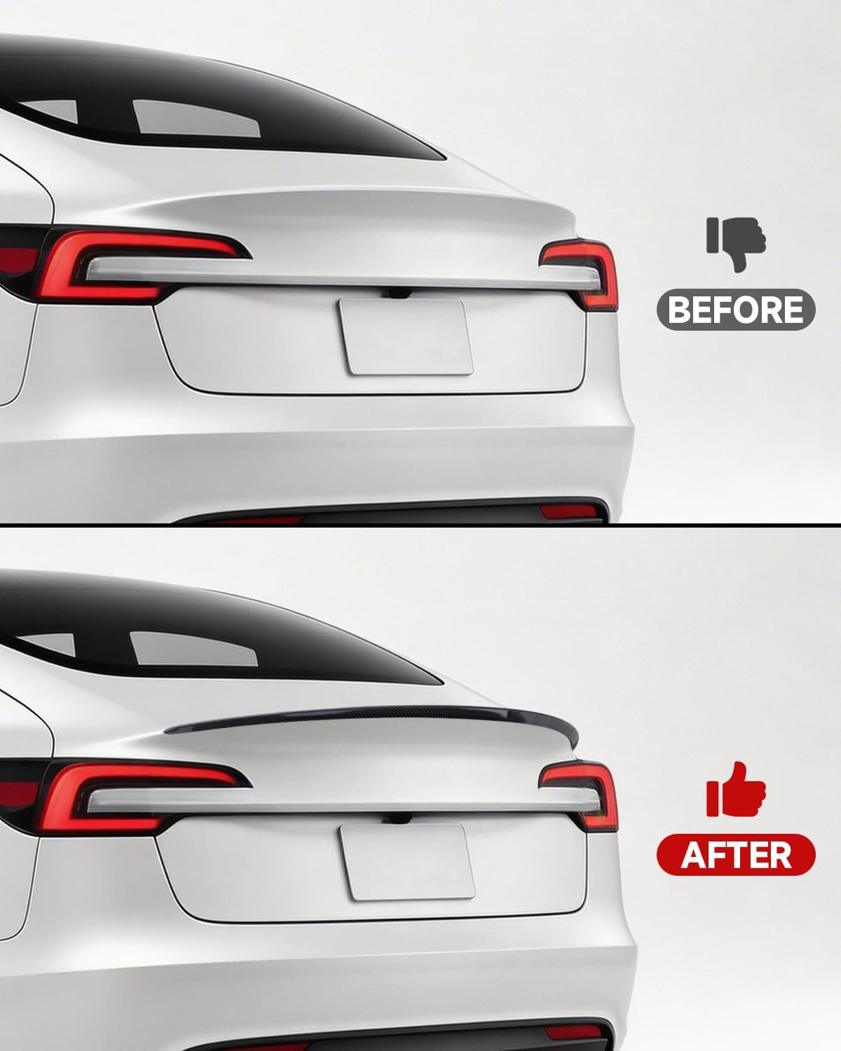 Xprite Glossy Carbon Fiber Rear Spoiler for Tesla Model 3 Highland , Aerodynamic ABS Trunk Lip Wing , OEM Fit