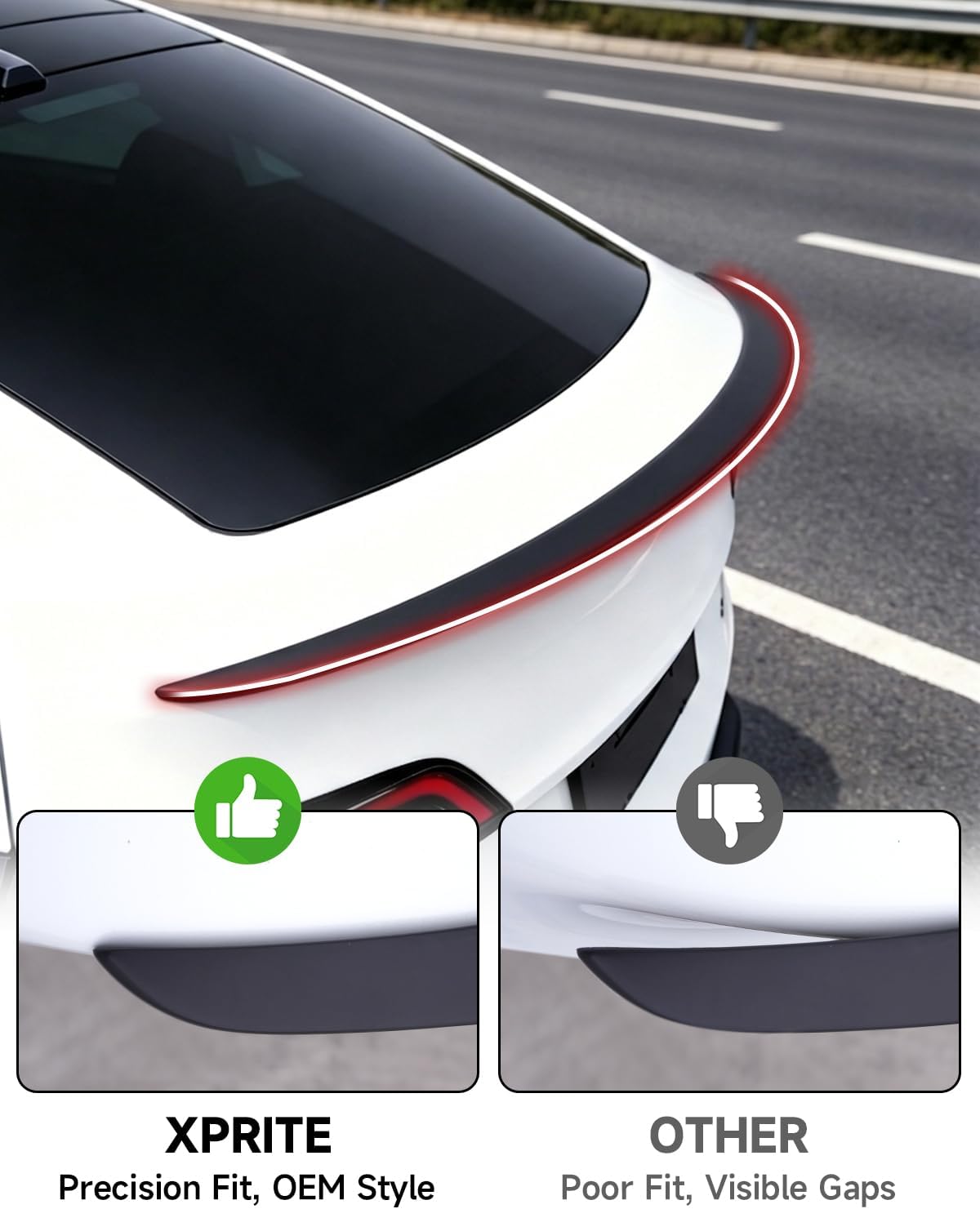 Xprite Matte Black ABS Rear Trunk Spoiler Compatible with Tesla Model Y 2020-2024