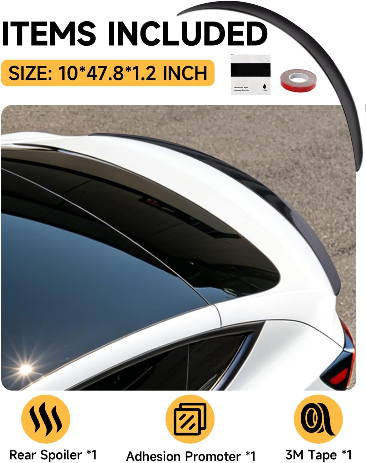Xprite Glossy Black Rear Spoiler ABS Trunk Lip Wing for Tesla Model Y 2020-2024