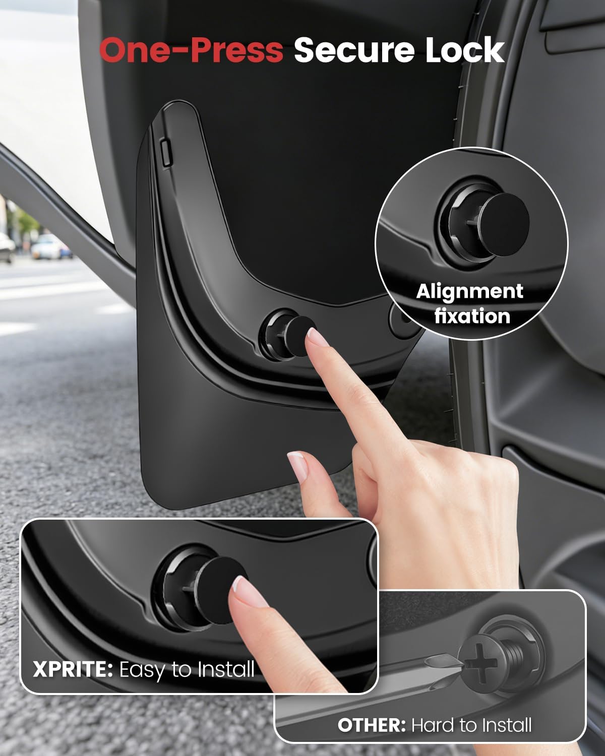 Xprite Mud Flaps for Tesla Model 3 2017-2023 ，Precision Fit No Drilling Splash Guards