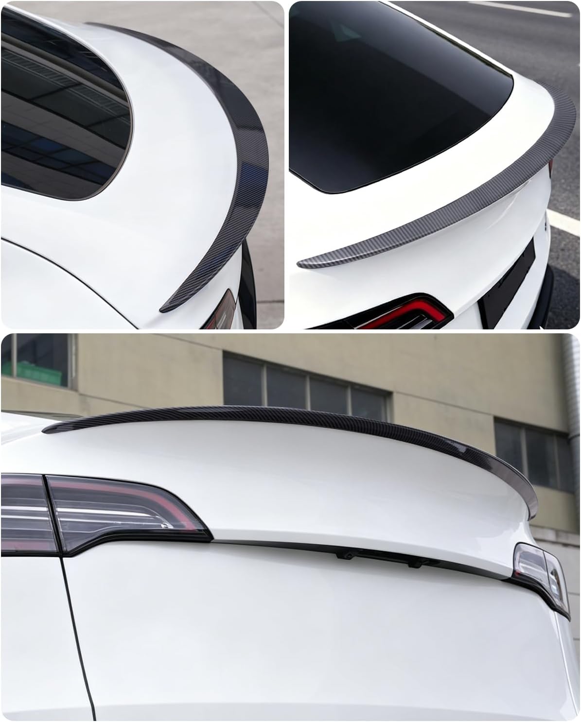 Tesla Model Y Rear Spoiler 2020–2024 Glossy Carbon Fiber Wing