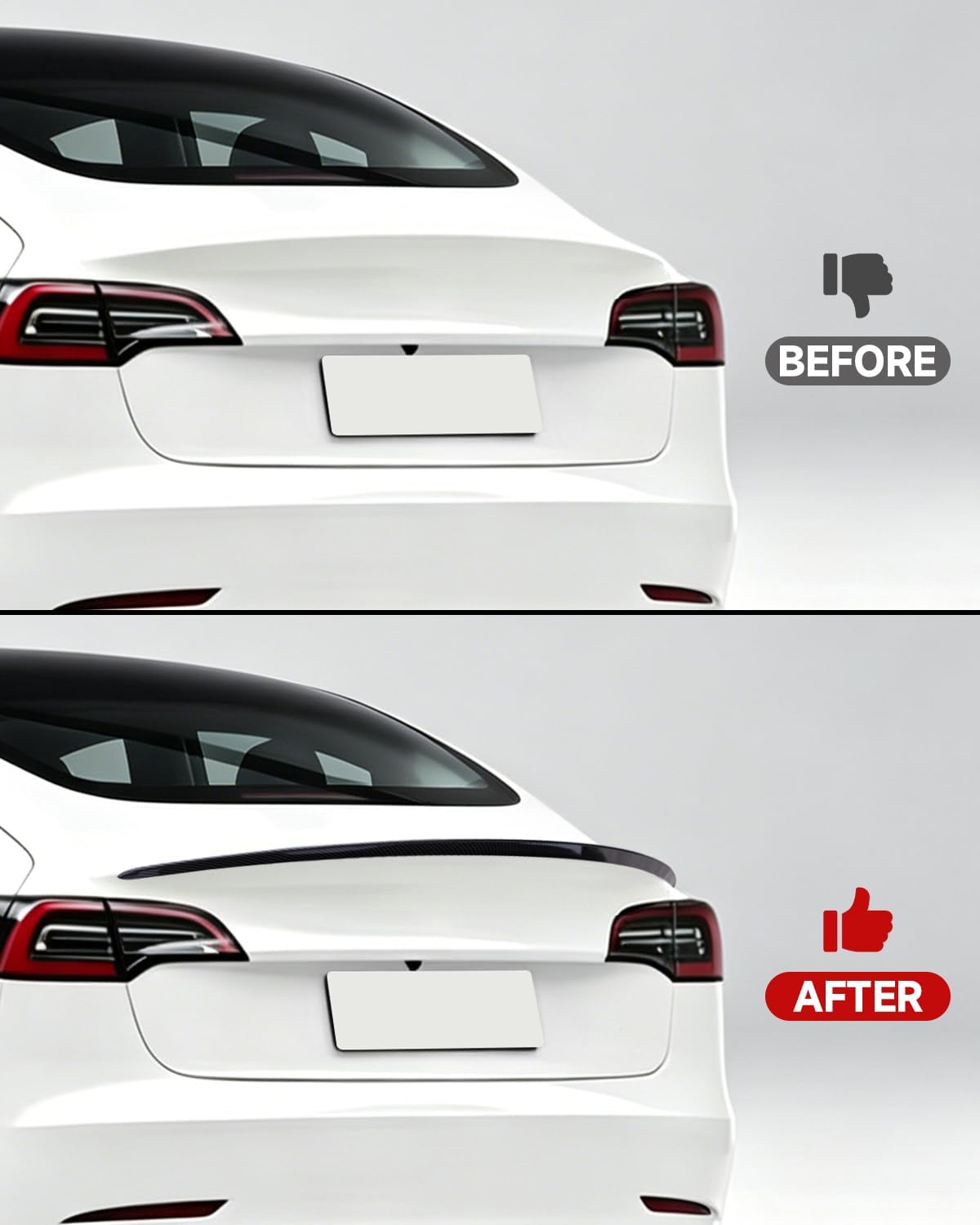 Xprite Rear Spoiler for Tesla Model 3 Glossy Carbon Fiber Trunk Lip Wing