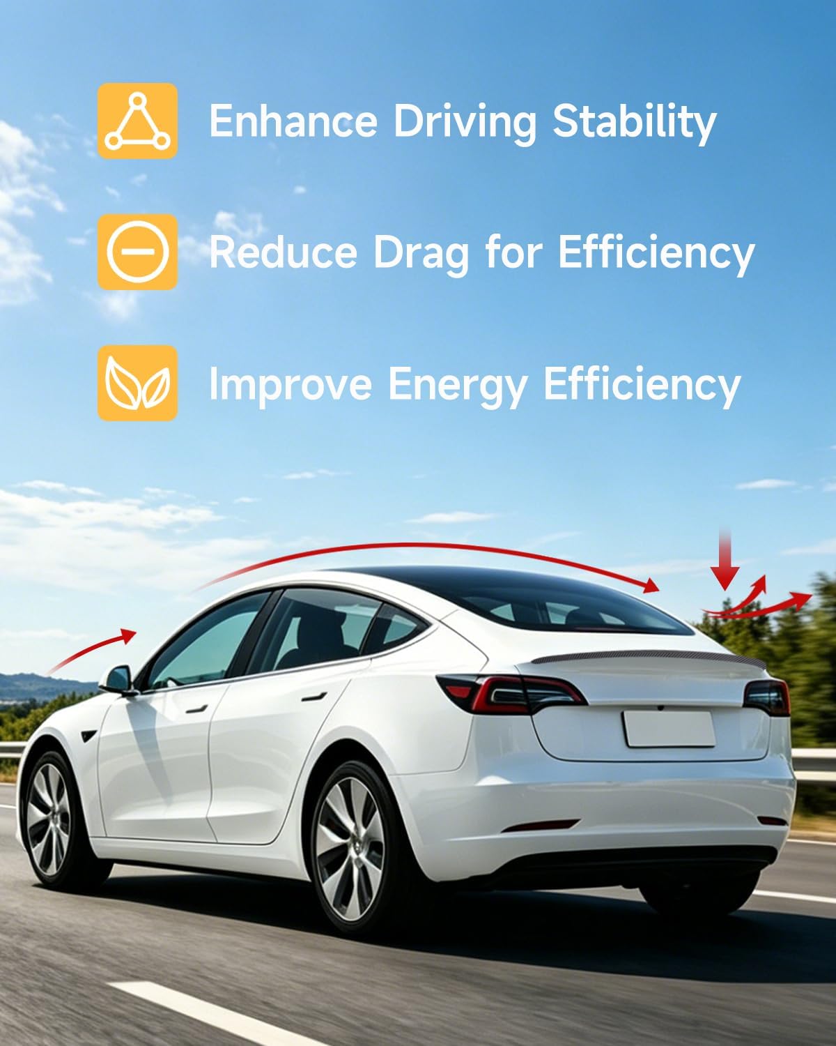 Xprite Rear Spoiler for Tesla Model 3 2017–2023 Matte Carbon Fiber Trunk Lip Wing