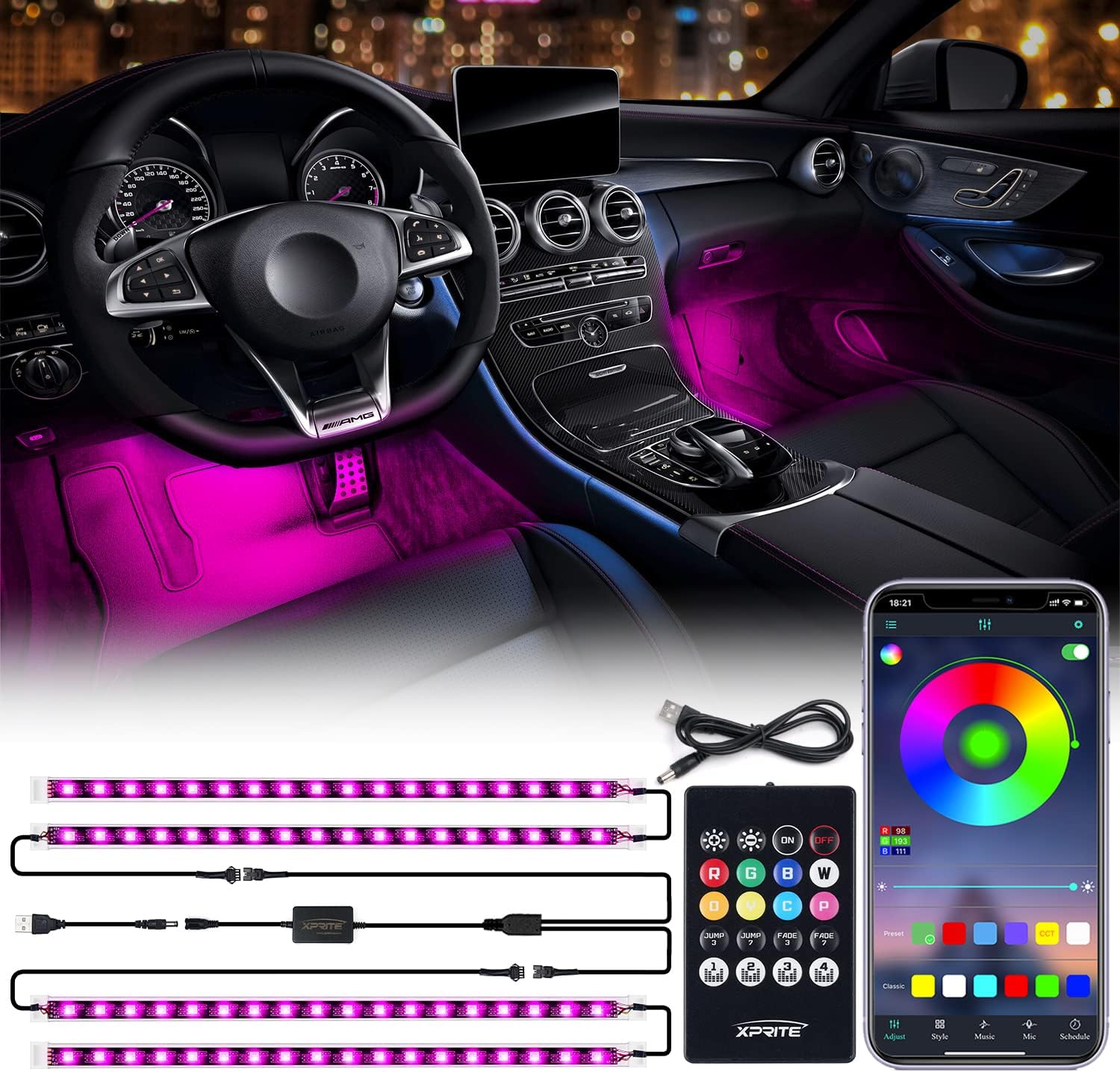 RGB LED Interior Lights Strip - Powered by USB