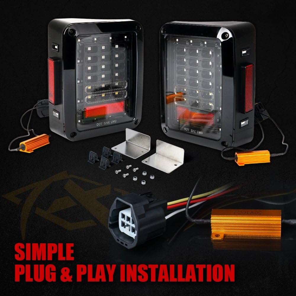 LED Tail Light w/Turn Signal & Brake Light Assembly for Jeep Wrangler JK JKU