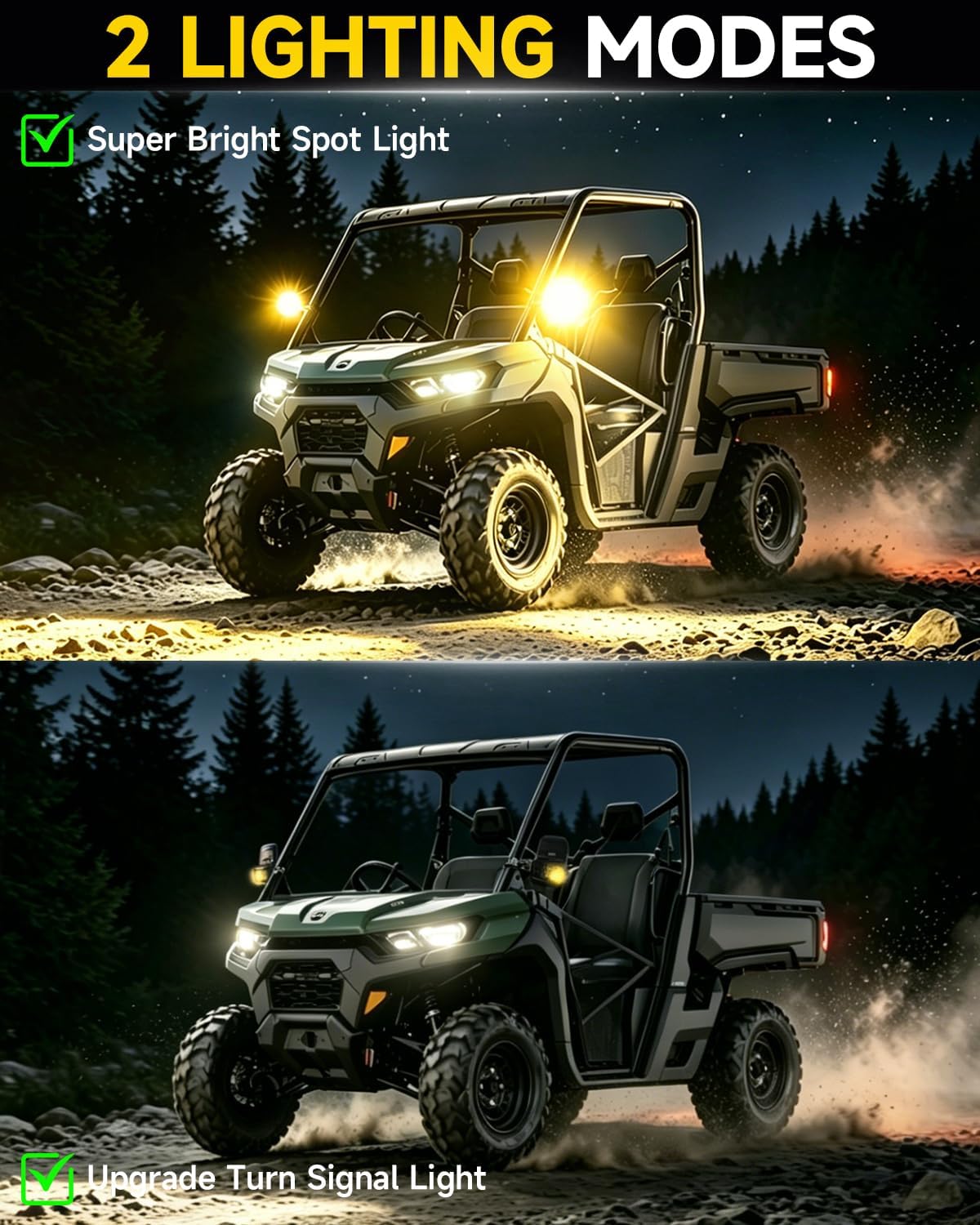 Xprite UTV Side Mirrors w/Amber LED Spot Lights & Signals for Pro-Fit Cage