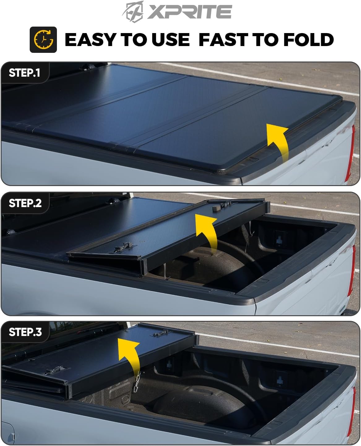 4.6ft FRP Hard Tri-Fold Truck Bed Tonneau Cover for 2022-2026 Ford Maverick