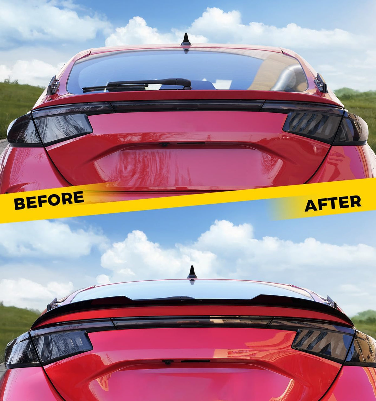 Xprite Sharp Corners Glossy Black Spoiler Compatible with Honda Civic Hatchback 2021-2026 11th Gen