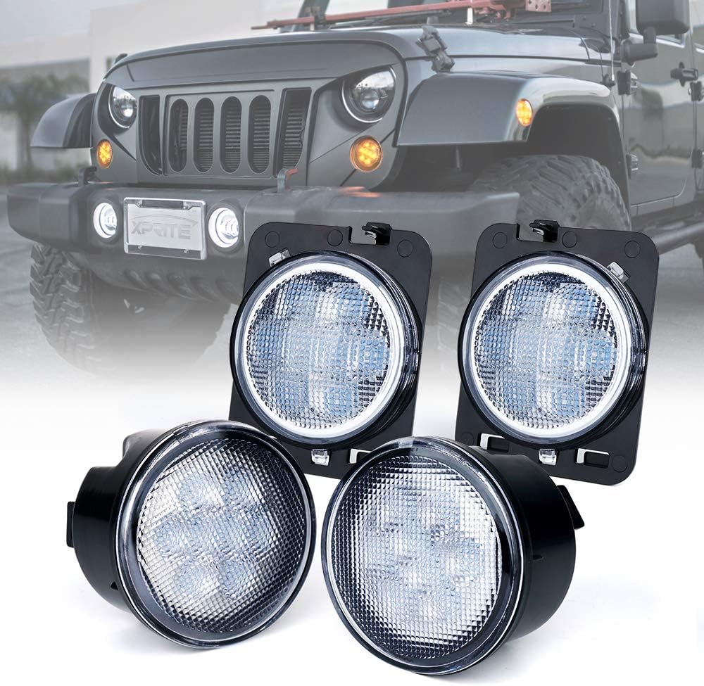 LED Turn Signal Lights and Fender Side Marker Lights for 2007-2018 Jeep Wrangler JK