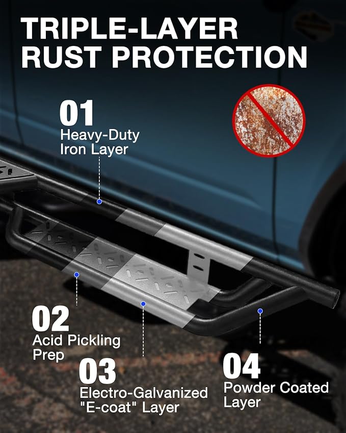 Xprite Running Boards for 2021-2026 Ford Bronco 4-Door – Heavy Duty Side Steps Nerf Bars