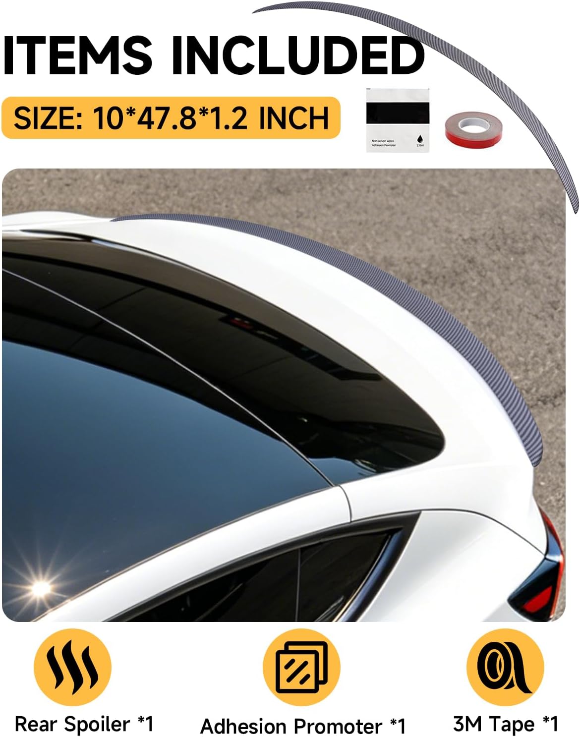 Xprite Rear Spoiler for Tesla Model Y 2020–2024 Matte Carbon Fiber Trunk Lip Wing